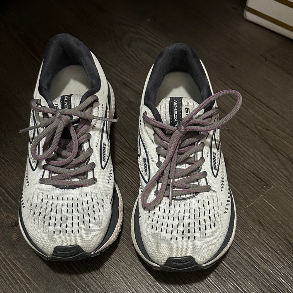 Brooks White and Black Athletic Shoes